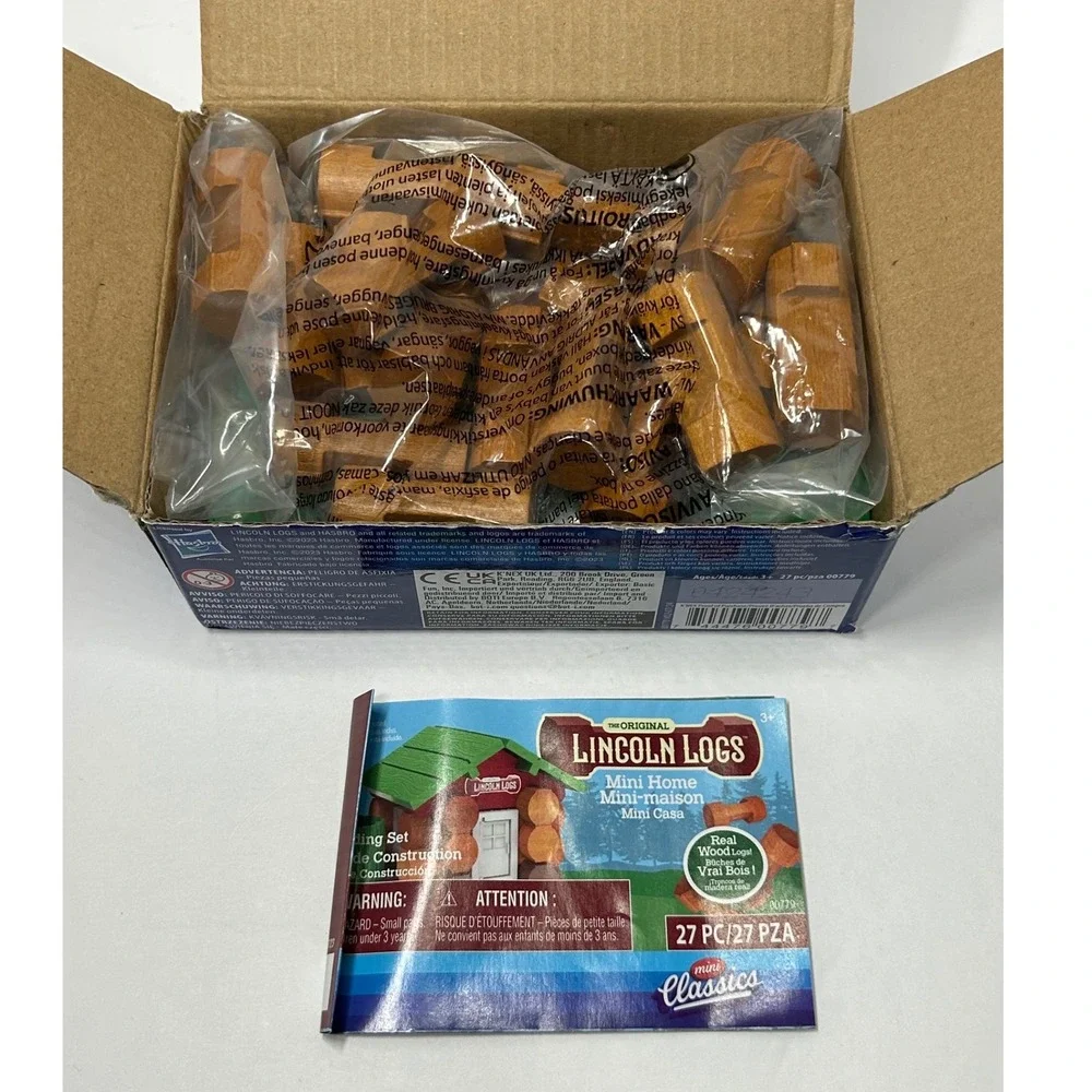 Lincoln Logs Mini Classics Mini Home Building Set 27 Pc‎ Real Wood 00779 New